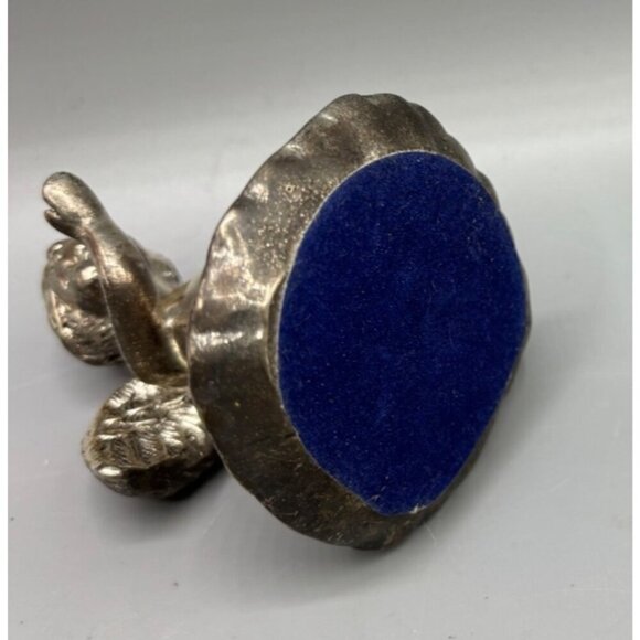 Vtg Silver‎ Plated Cherub Angel Figurine Blowing Kiss Decor Religious - Picture 5 of 6